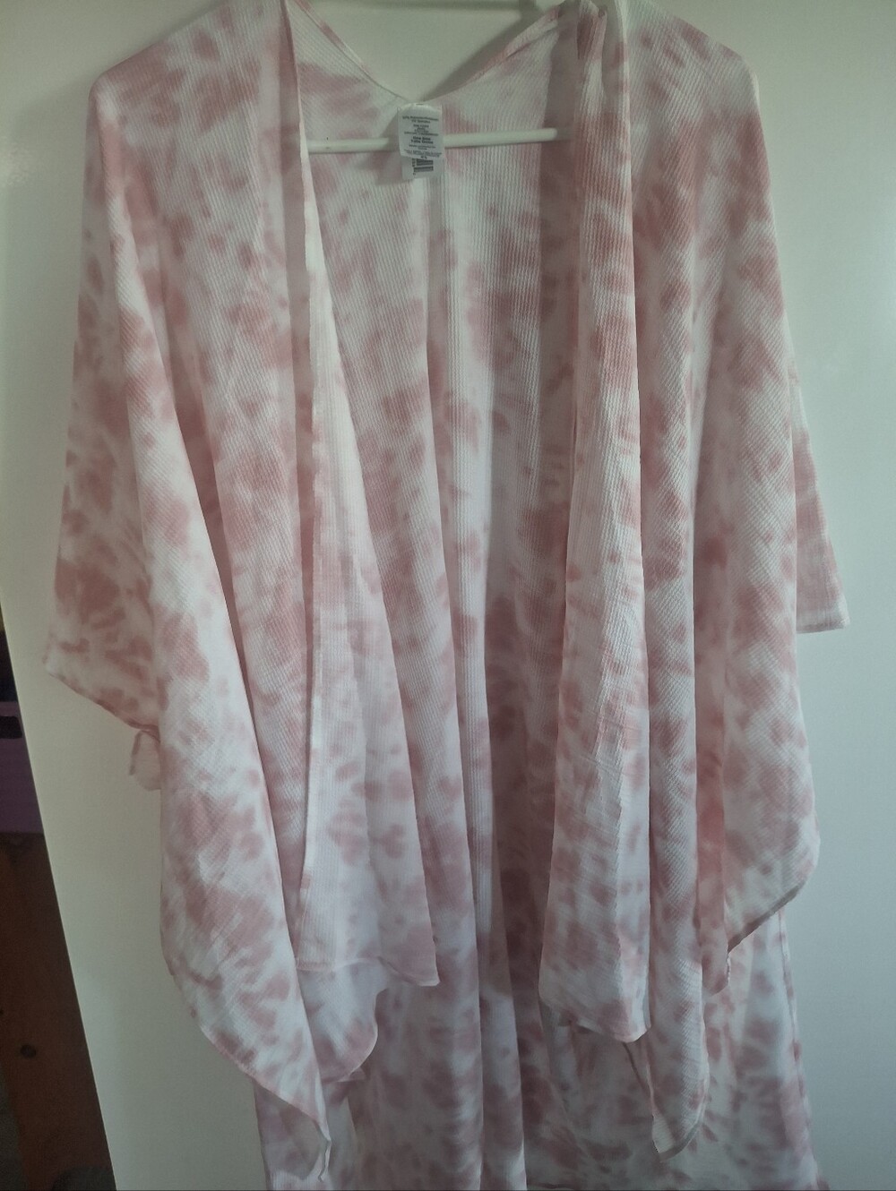 Light Pink Tie-Dye Kimono Cardigan